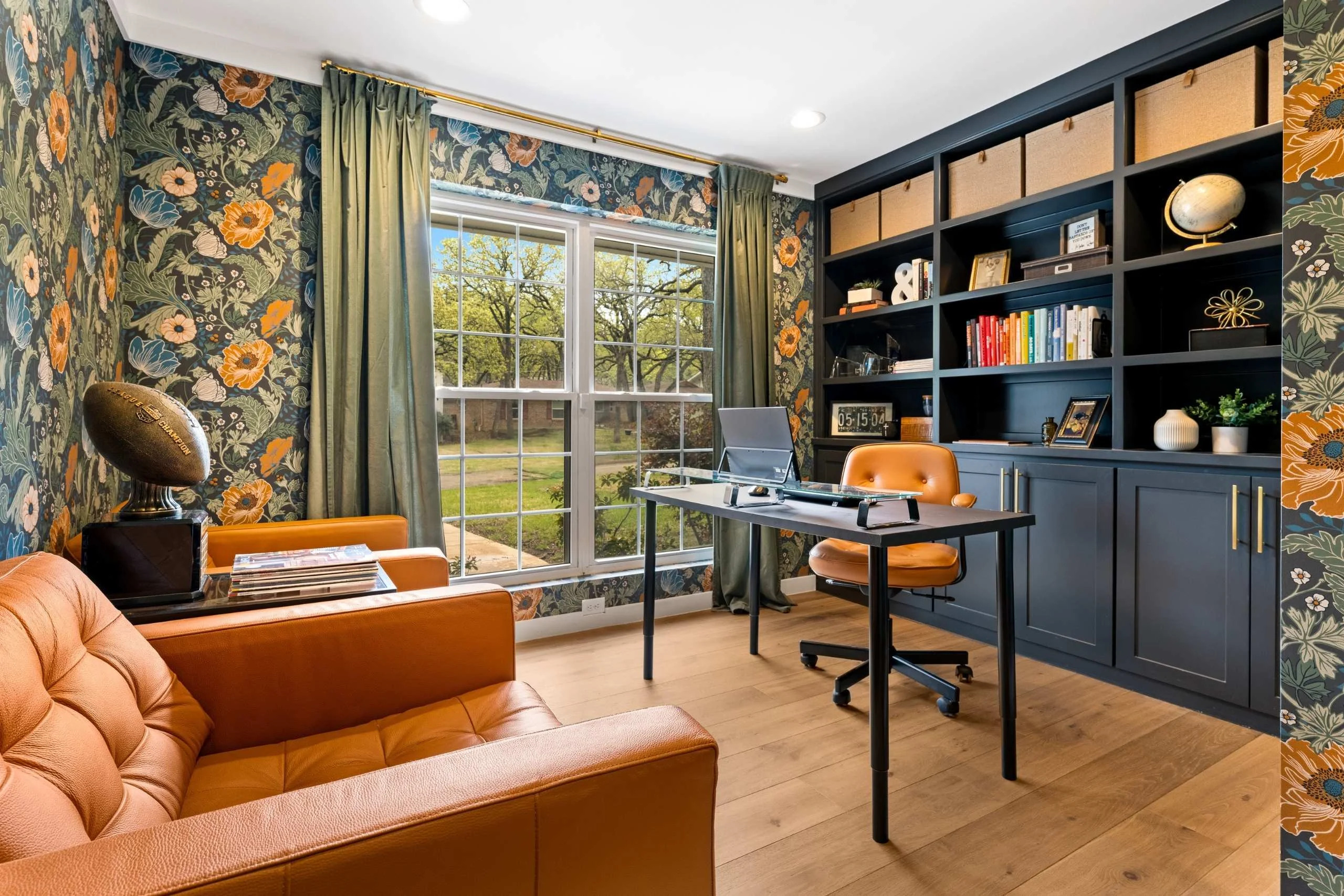 Sophisticated home office renovation by Medford Design Build in Fort Worth, TX