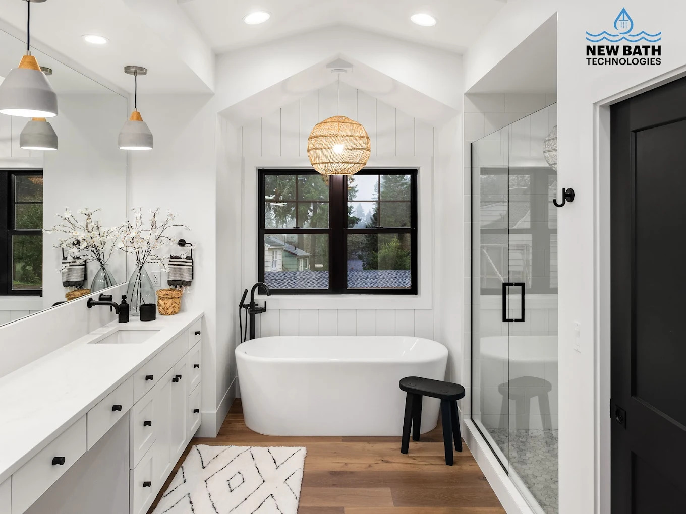 Modern farmhouse bathroom remodel by New Bath Technologies in Fort Worth, TX